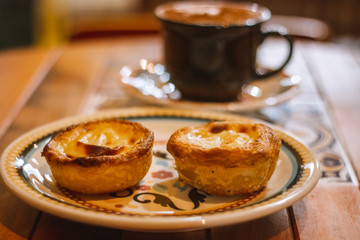 Coffee and Belem cake