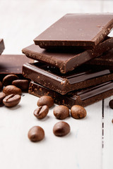 dark chocolate and coffee beans