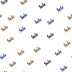 Dark Blue, Yellow vector seamless pattern with sale signs.
