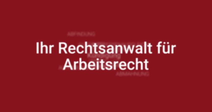 Animation welche den Service eines Anwalts f&uuml;r Arbeitsrecht zeigt (z.B. Arbeitsvertrag, Werkvertrag, Tarifvertrag, Aufhebungsvertrag). Brauner Hintergrund, wei&szlig;e Schrift.