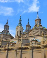 Fototapeta na wymiar Baroque Roofline Of Basilica de Nuestra Señora de Pilar