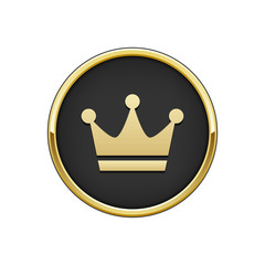 Gold black round badge with crown icon