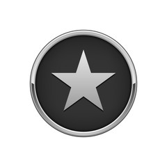 Silver black round badge with star icon