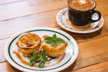 Coffee and Belem cake
