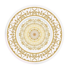 Decorative round plate with mandala from floral elements. Vector illustration. Home decor, interior design.