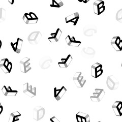 Light Gray vector seamless texture with 3D ABC characters.