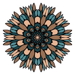 Ornamental Circle Pattern. Hand Draw Mandala. Vintage Decorative Elements. Vector Illustration. Anti-Stress Therapy Pattern. Brown, green color