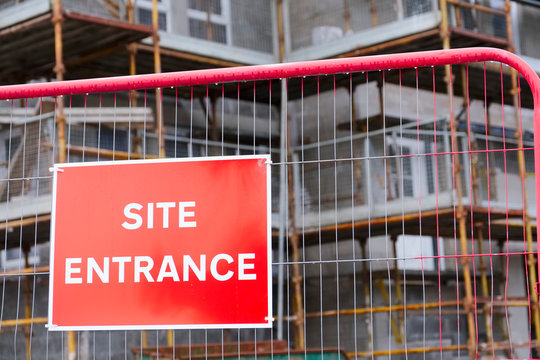 Site entrance sign for construction building