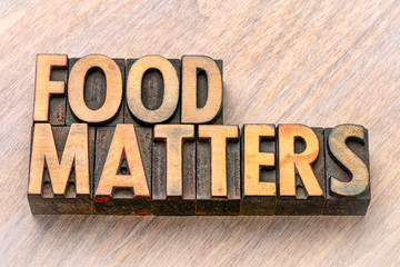 Fototapeta na wymiar food matters in wood type
