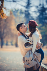 Loving couple spending time in the park