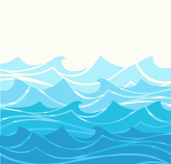 Blue water sea waves abstract vector background. Water wave curve background, ocean banner illustration