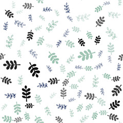 Light Blue, Green vector seamless natural background with leaves, branches.