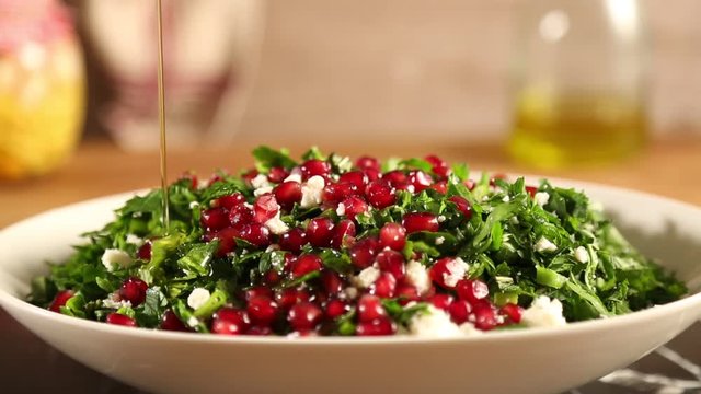 olive oil on salad