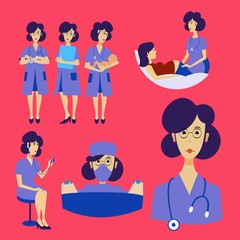 Obraz premium set midwives, nurses, gynecologists