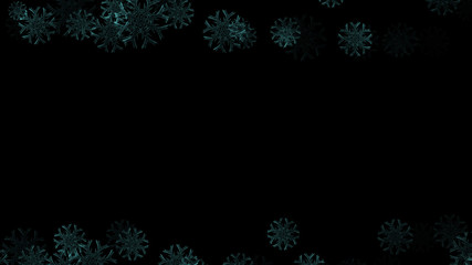 Abstract background with a variety of colorful snowflakes. Big and small.