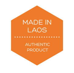 Made in Laos label on white