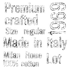 Denim label typographic elements
