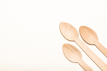 Eco-friendly disposable utensils made of bamboo wood and paper Wooden spoon