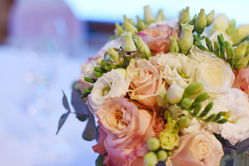 Beautiful wedding bouquet of different colors.