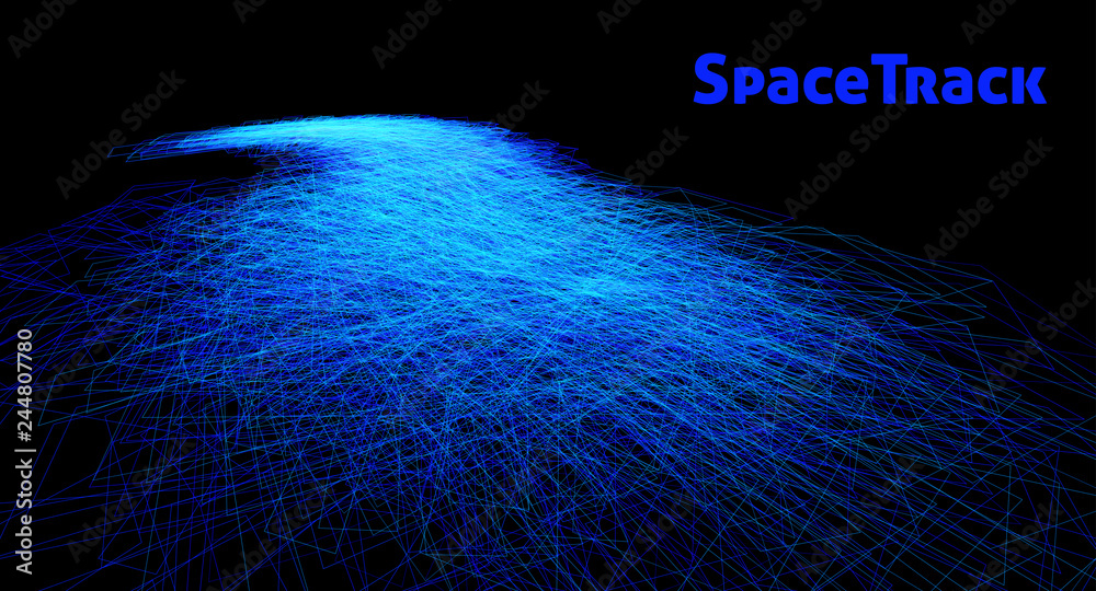 Aufkleber space track. abstract thin blue lihes perspective surface on a black background. futuristic vector g