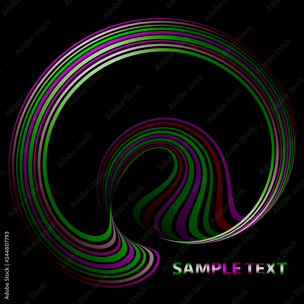 Aufkleber Abstract 3D shape on black. Vector