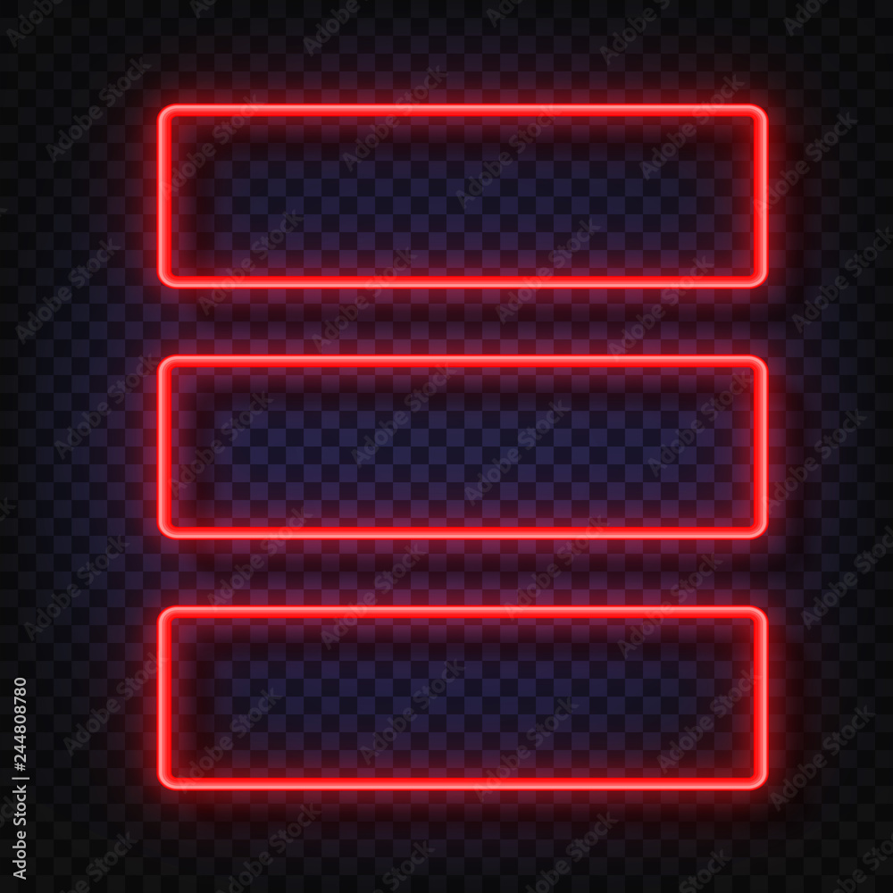 Canvas Prints neon light banners set. vector neon light frame sign. realistic glowing red neon frames isolated on 