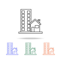 Naklejka premium Street house icon. Elements of real estate in multi colored icons. Premium quality graphic design icon. Simple icon for websites, web design, mobile app