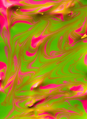 Fototapeta na wymiar Dark green and pink marbling texture. Abstract colorful background. Liquid marble paint.