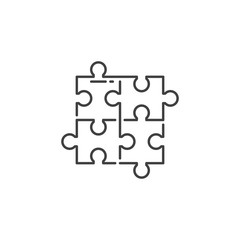 Puzzle Related Vector Line Icon. Isolated on White Background. Editable Stroke.