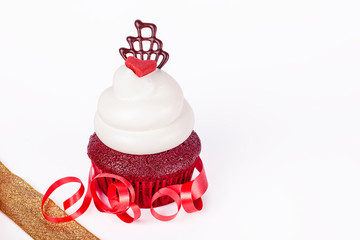 A valentine creamy cupcake with heart