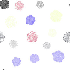 Dark Multicolor vector seamless natural artwork with flowers.