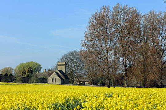 view of St Marys church in the Cotswold village of Driffield 