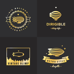 Dirigible (blimp) gold logo vector set. Part two. © viktoriayams