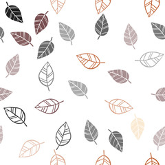 Dark Orange vector seamless doodle layout with leaves.