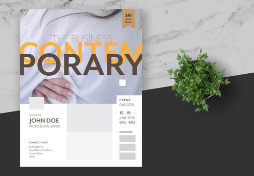Creative Event Flyer Layout with Orange Accents