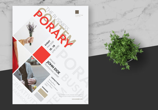 Event Flyer Layout with Red Accents
