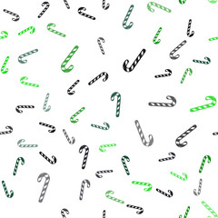 Light Green vector seamless background with sweet xmas lollipops.