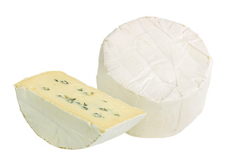 White mould cheese isolated on white background with clipping path
