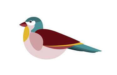 Simple Vector Illustration of Cute Colorful Bird.