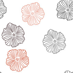 Dark Orange vector seamless natural artwork with flowers.
