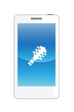 T&ecirc;te de guitare dans un t&eacute;l&eacute;phone mobile