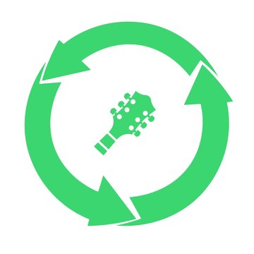 T&ecirc;te de guitare dans un symbole recyclage