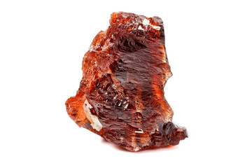 Macro mineral stone Garnet Spessartine on a white background