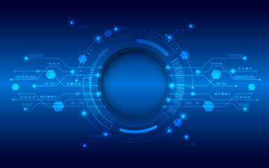 High-tech futuristic background with various technology elements. Circuit board vector illustration.