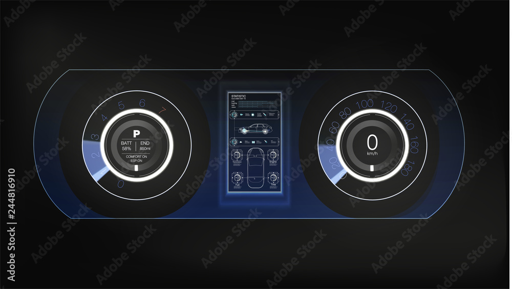 Poster car hud dashboard. abstract virtual graphic touch user interface. futuristic user interface hud and 
