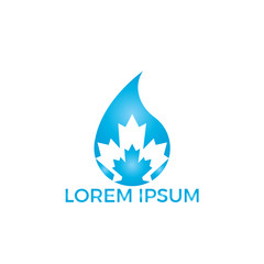 Water drop and maple leaf logo design. built in water drop maple leaf icon design template.