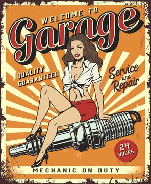 Vintage car repair service template