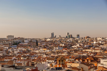 Naklejka premium View of the skyline of the city of Madrid in a