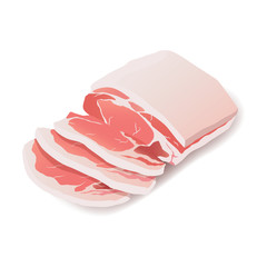 Raw pork steak vector meat icon on white. Fresh meat cuts