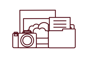 camera with set icons isolated icon